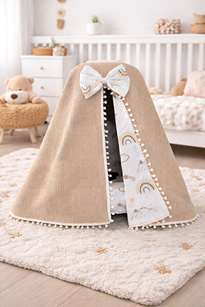 Jaju Baby غطاء وسرير لعربة الأطفال بتصميم وافل بايك ونمط الجبل بتصميم بوم بوم