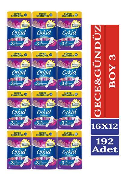 Orkid Platinum Hijyenik Ped Gece&Gündüz Süper Ekonomik 192 Adet 16x12