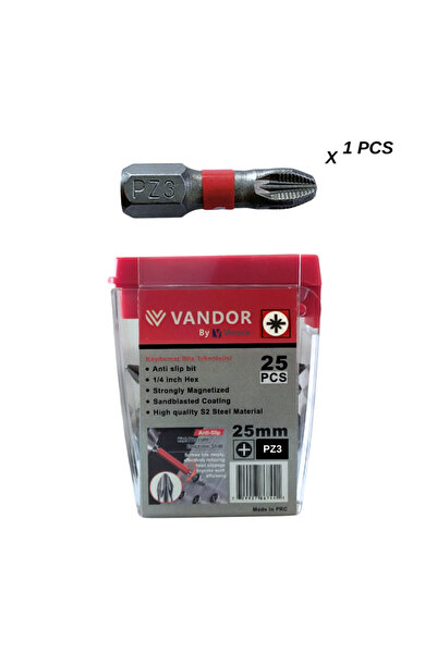 Vandor Vandor Anti Slip Bit Kaydırmaz Bits S2 Yüksek Kalite Çelik PZ3 25 - 63...
