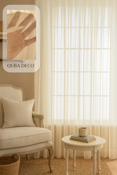 QUBA DECO Zarif Nefes Alan File Dokulu Pileli Tül Perde Salon Oturma Odası Ya...