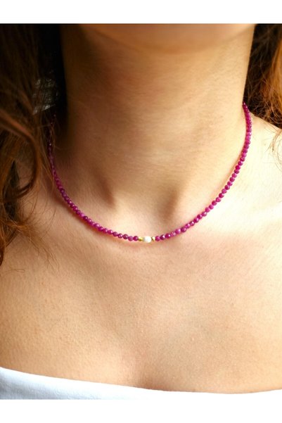 NEMOR STUDIO Pearl Detailed Ruby Natural Stone Necklace |   Elegance & Energy