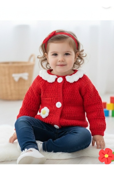 A&D HANDMADE Hand Knitted Velvet Children's Cardigan>Girls' Clothing>Baby Clo...