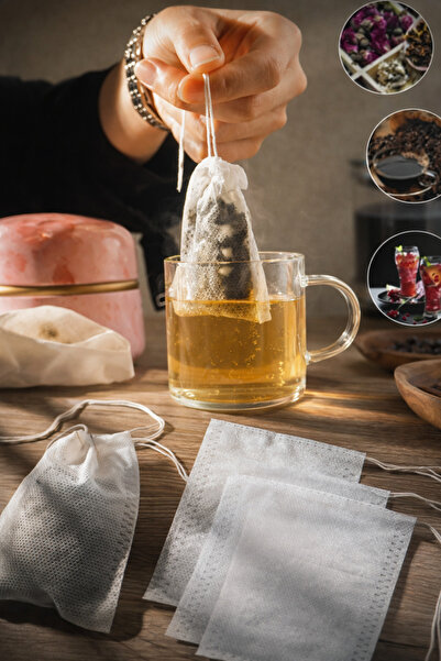 BEYZANA 100 Adet İpli Çaydanlık İçi Çay Demleme Poşeti Filtre Kahve Bitki Çay...