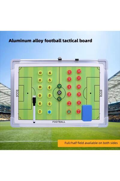Leyaton Kalemli Silgili ve Mıknatıslı Çift Taraflı Futbol Taktik Tahtası Alüm...