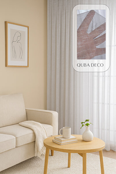 QUBA DECO Perdea din tul plisat, elegantă, respirabilă, cu textură de plasă, ...