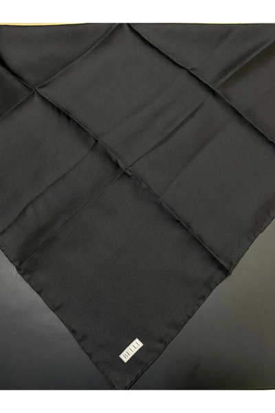 Belli Eșarfă din mătase twill simplă-01-NEGRU