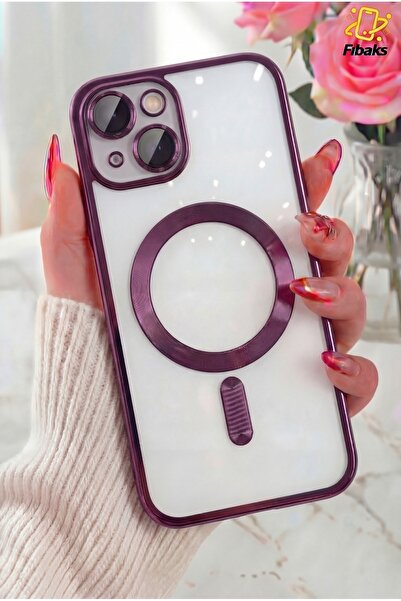 Fibaks iPhone 13/14 Kılıf Kamera Lens Korumalı Magsafe Şarj Kilifi Şeffaf Ren...