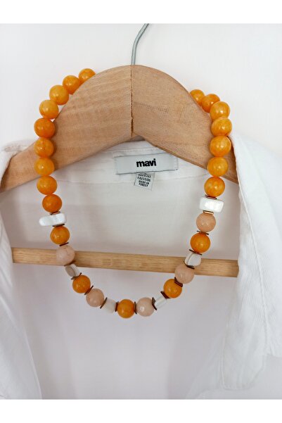 LemaStone Doğal Taş Kolye :kalsit Ceyt Taşı Ile Tasarlanmıştır.