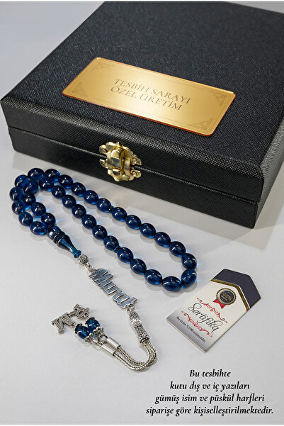 TESBİHSARAYI Kehribar Tesbih- DERİ KUTULU GÜMÜŞ İSİMLİ TESBİH -İsimi Soru & C...