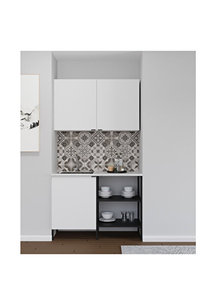 Fly Metalli Beyaz Mini Mutfak Set 120 cm