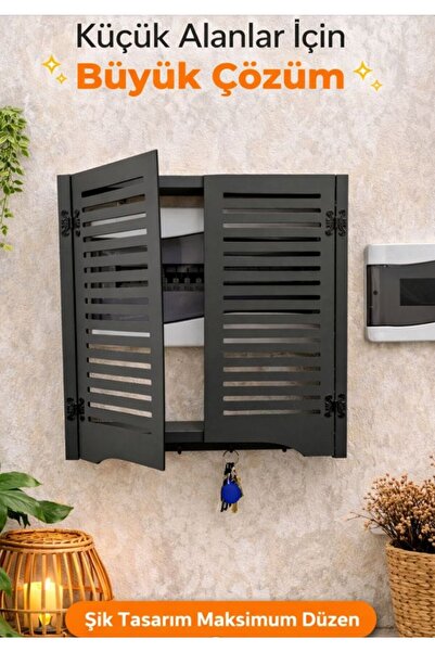 AA AHŞAP Panjur Kapaklı Dekoratif Elektrik Panosu Dolabı – Duvara Monte, Anah...