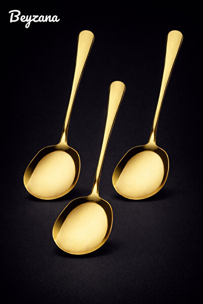 BEYZANA Gold 3 Adet Çelik Servis Kaşık 21 Cm