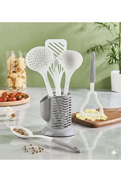 lufy Çizmeyen Servis Seti Isıya Dayanıklı 6 lı Kepçe Kevgir Kaşık Spatula Ezi...