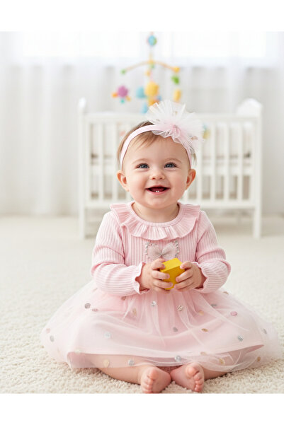 Minim فستان بناتي من قطعتين من التول مع ربطة شعر - مناسب للعيد - عيد ميلاد