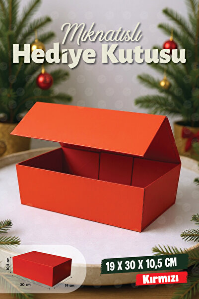 t tuğset etiket HEDİYE KUTUSU KIRMIZI KUTU MIKNATISLI KUTU ÖLÇÜSÜ 30X19X10,5 ...