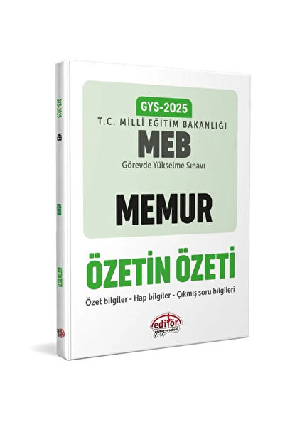 Editör Yayınevi 2025 Data GYS MEB MEMUR Görevde Yükselme Sınavı Özetin Özeti
