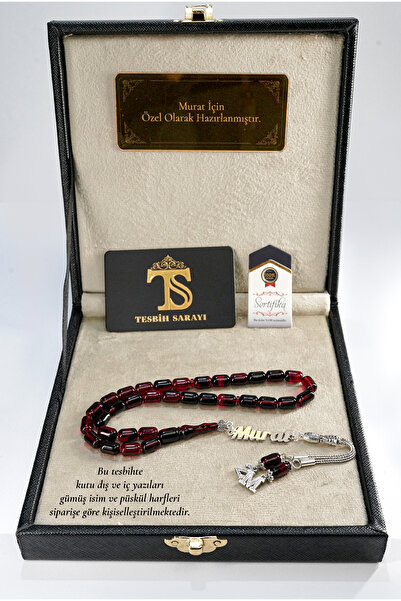 TESBİHSARAYI Kehribar Tesbih- DERİ KUTULU GÜMÜŞ İSİMLİ TESBİH -İsimi Soru & C...