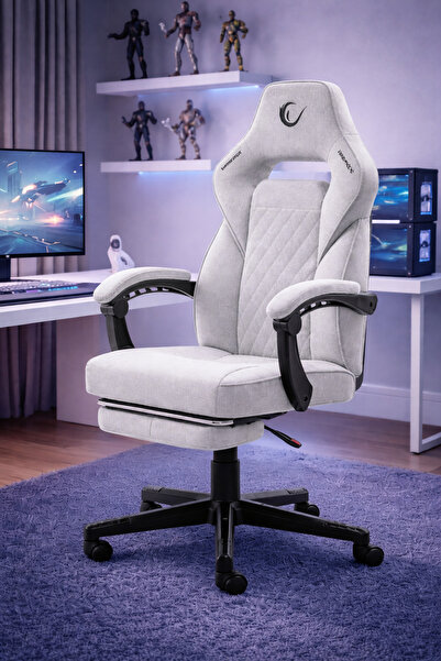 Rampage Lumos Terletmez Kumaş Ayak Destekli Gri Oyuncu Koltuğu - KL-R12