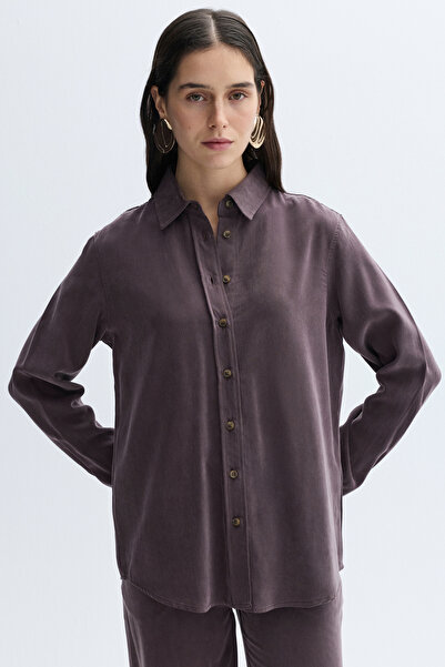 Mudo قميص بأكمام طويلة وقصة عادية مصنوع من مزيج المودال