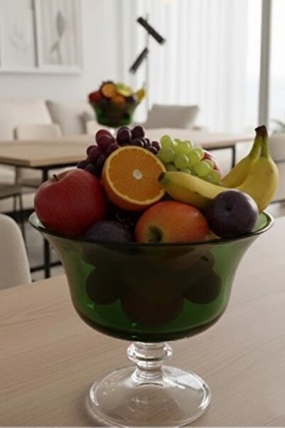 DECOSTYLE Renkli büyük ayaklı meyverik ağız capı 27 cm yükseklik 25 cm