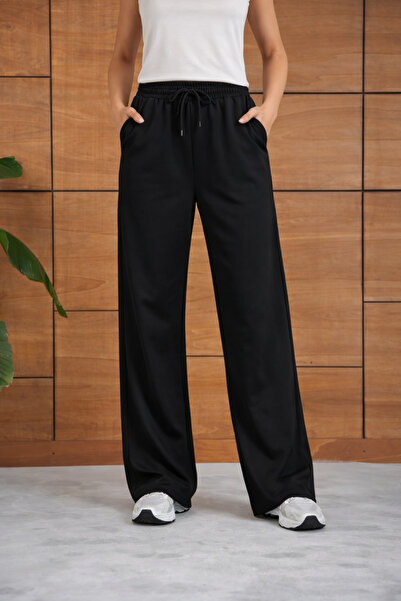 BELISTIL بنطلون رياضي نسائي بخصر عالٍ وأرجل واسعة مع أربطة