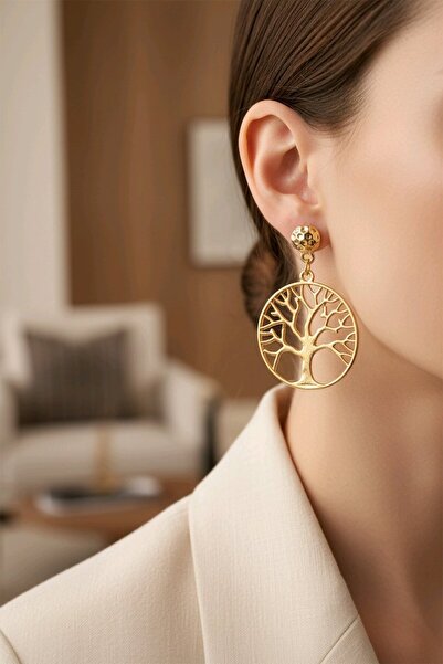 mos&more Gold Hayat Ağacı Küpe