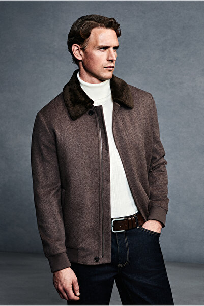 Abdullah Kiğılı معطف/سترة صوفية بياقة فرو