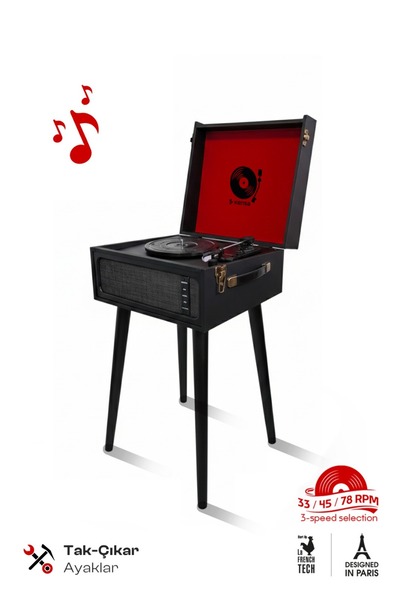 Kensa Bluetooth Retro Pikap – Plak Çalar Taşınabilir Çanta Tasarım, USB & AUX...