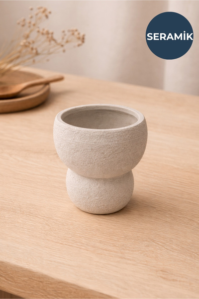 HOMİNG Nido Gri Tasarım Seramik Saksı 242468