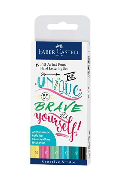 Faber Castell Pitt Artist Pen Fırça Uçlu El Yazısı Seti 6'lı, Suya Dayanıklı