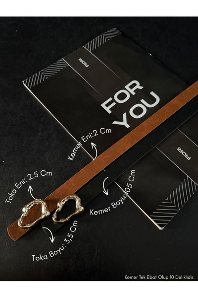 Fiori 2'li Tasarım Çubuk Toka İnce Kadın Kemeri, Ceket Kemeri, Gömlek Kemeri,...