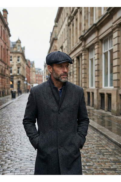 emybox Erkek Kaşe 8 Köşe Kasket Şapka Klasik Retro- Peaky Blinders Tarzı Lastikli Standart Beden