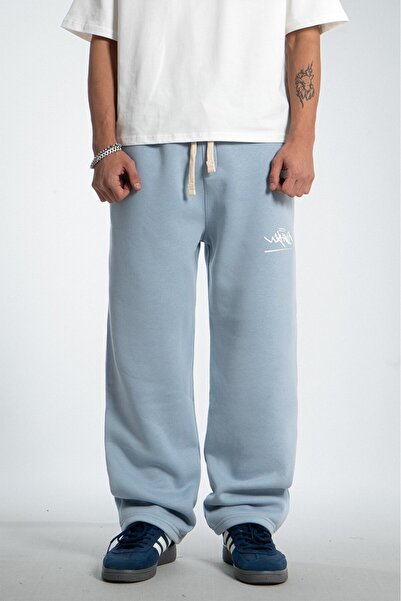 UKHWD SUPPLY Mavi UKHWD Classic Logo Wide Leg Urban Jogger Eşofman Altı