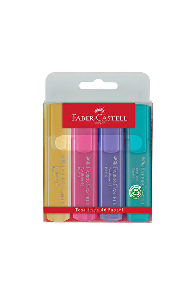 Faber Castell Fosforlu Kalem 4 Renk Set, Şeffaf Gövde, Su Bazlı Mürekkep, 3 F...