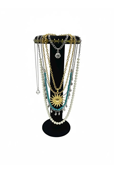 MeGass Dekor Suede Fabric Black Color 35 cm Round Model Necklace-Prayer Beads...