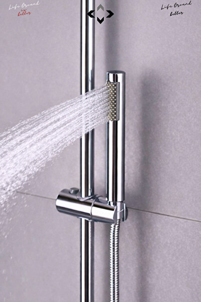 LİGROUND Stick-R KROM Duş Başlığı Yuvarlak Çubuk Duş Başlığı El Duşu Duş Tele...