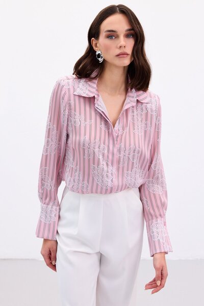 Sateen Wide Cuff Shirt - Pink