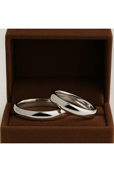 deren gümüş Kararma Yapmaz 925 Ayar Gümüş 4mm Parlak Alyans - Bombeli Model E...
