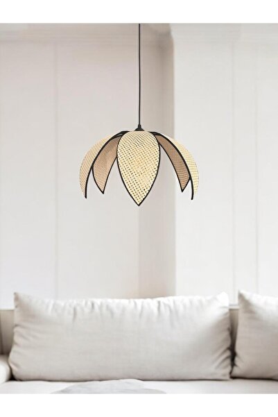 KorFam Krem Modern Hazeran Görünümlü Yapraklı Çiçek Şeklinde Bohem Avize