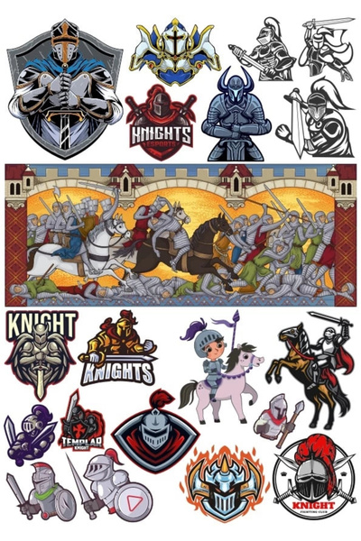 Reysa Tasarım مجموعة ملصقات الفرسان 6 20 قطعة للهاتف والكمبيوتر اللوحي والكمب...