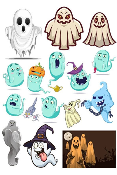 Reysa Tasarım مجموعة ملصقات Ghost-2 مكونة من 17 قطعة للهاتف والكمبيوتر اللوحي...