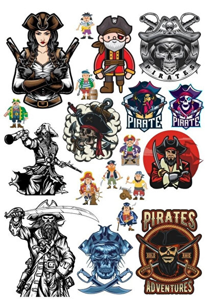 Reysa Tasarım مجموعة ملصقات القراصنة والجمجمة مكونة من 17 قطعة للهاتف والكمبي...