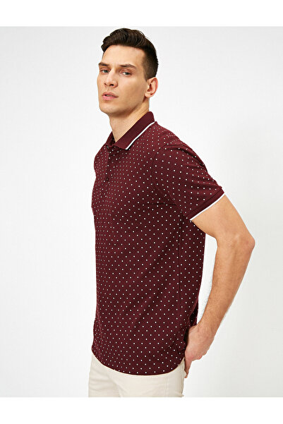 Koton Polo Neck Polka Dot Patterned Pique Fabric Slim Fit T-Shirt