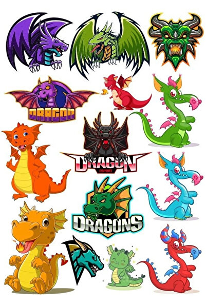 Reysa Tasarım مجموعة ملصقات Dragon Dragon - 8 13 قطعة للهاتف والكمبيوتر اللوح...