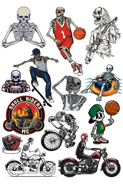 Reysa Tasarım مجموعة ملصقات هيكل عظمي مكونة من 5 ملصقات مكونة من 15 قطعة للها...