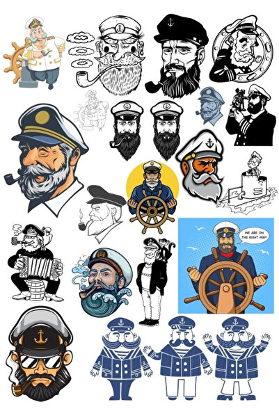 Reysa Tasarım مجموعة ملصقات كابتن السفينة مكونة من 20 قطعة للهاتف والكمبيوتر ...
