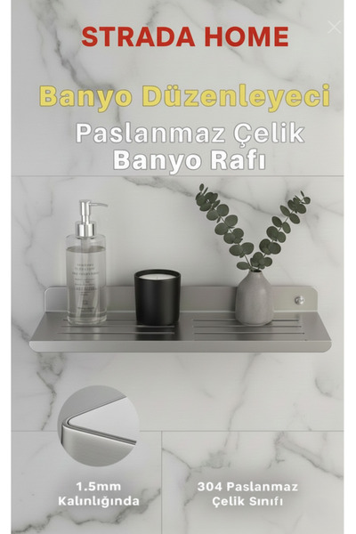 Genel Markalar Yapışkanlı ve Vidalı Paslanmaz Çelik Banyo Rafı, Düzenleyici D...