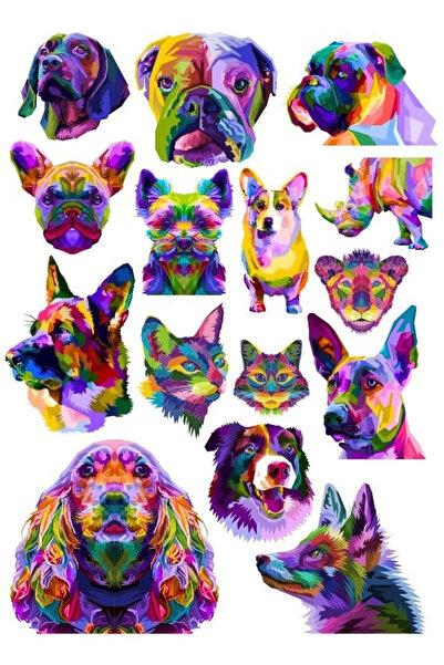 Reysa Tasarım مجموعة ملصقات بتصميم حيوانات - 15 قطعة للهاتف، والكمبيوتر اللوح...