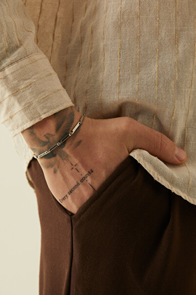 Fjellor Tilion Erkek Gümüş Renk Paslanmaz Çelik Melon Zincir Bileklik