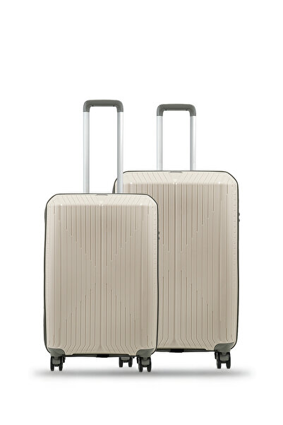 GROUND Sirius Gar 2'li Valiz Seti Büyük-Orta - Kemik Gri - 10728